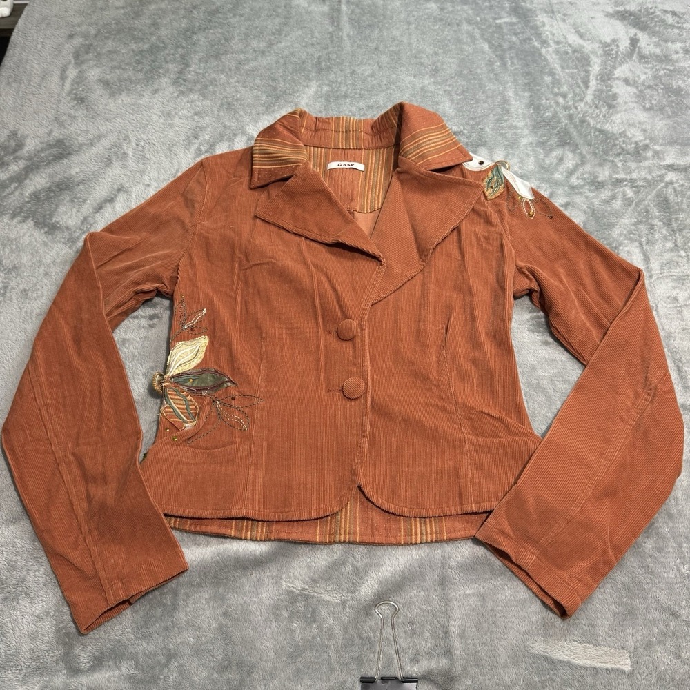 Gasp Womens Floral Corduroy Blazer Jacket Size S Made in Korea Y2K Indie Twee